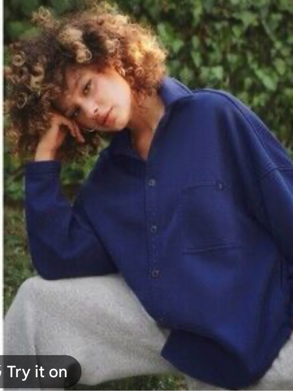 NWT The Savage X Fenty Essential Oversized Button-Up Shirt Navy Size Large